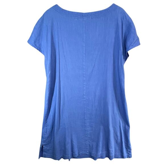 Soft Surroundings Dress Womens L Blue Linen Blend A Line Keyhole Lagom Comfort - Picture 6 of 13